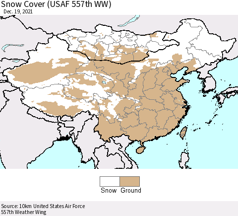 China, Mongolia and Taiwan Snow Cover (USAF 557th WW) Thematic Map For 12/13/2021 - 12/19/2021