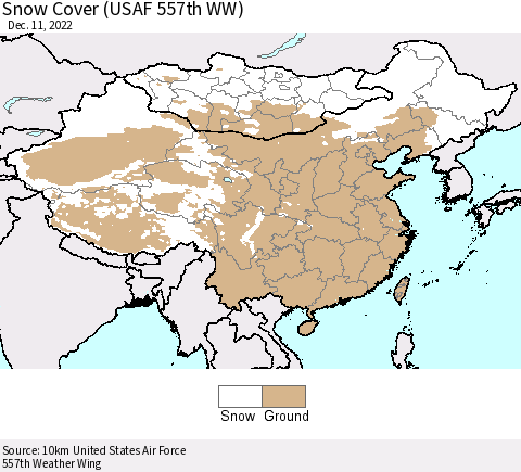 China, Mongolia and Taiwan Snow Cover (USAF 557th WW) Thematic Map For 12/5/2022 - 12/11/2022