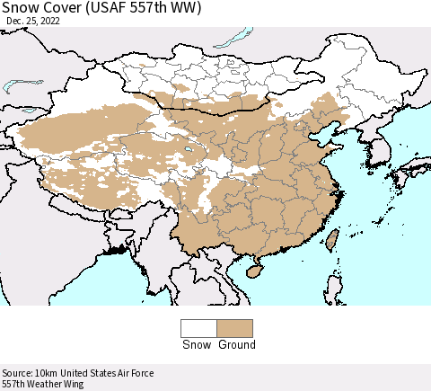 China, Mongolia and Taiwan Snow Cover (USAF 557th WW) Thematic Map For 12/19/2022 - 12/25/2022