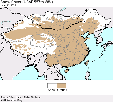 China, Mongolia and Taiwan Snow Cover (USAF 557th WW) Thematic Map For 3/6/2023 - 3/12/2023