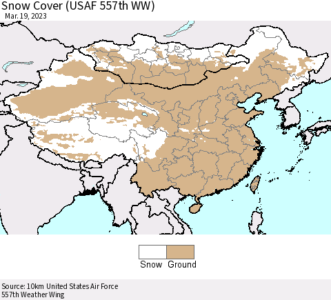 China, Mongolia and Taiwan Snow Cover (USAF 557th WW) Thematic Map For 3/13/2023 - 3/19/2023