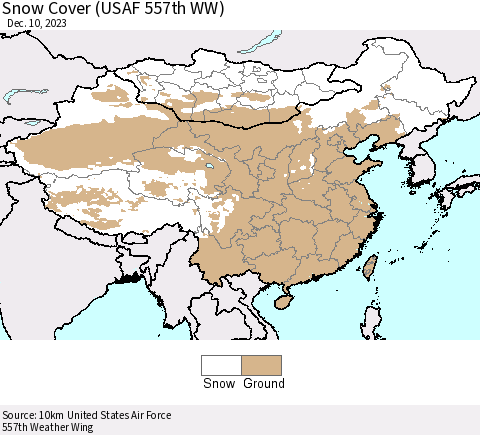 China, Mongolia and Taiwan Snow Cover (USAF 557th WW) Thematic Map For 12/4/2023 - 12/10/2023