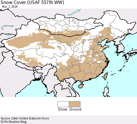 China, Mongolia and Taiwan Snow Cover (USAF 557th WW) Thematic Map For 2/26/2024 - 3/3/2024