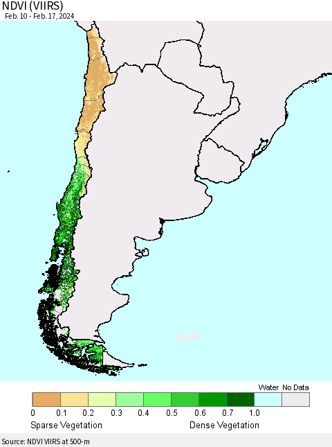 Chile NDVI (VIIRS) Thematic Map For 2/10/2024 - 2/17/2024