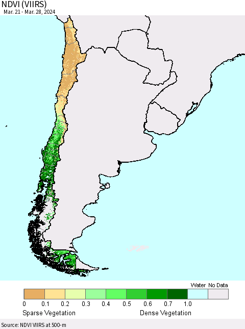 Chile NDVI (VIIRS) Thematic Map For 3/21/2024 - 3/28/2024