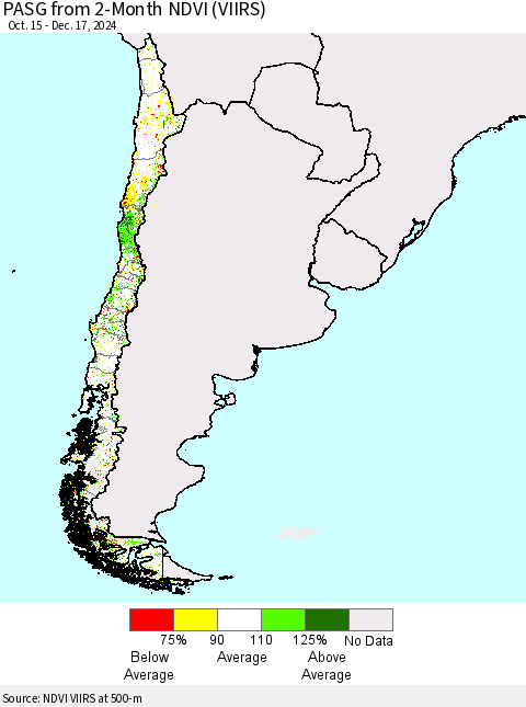 Chile PASG from 2-Month NDVI (VIIRS) Thematic Map For 12/10/2024 - 12/17/2024