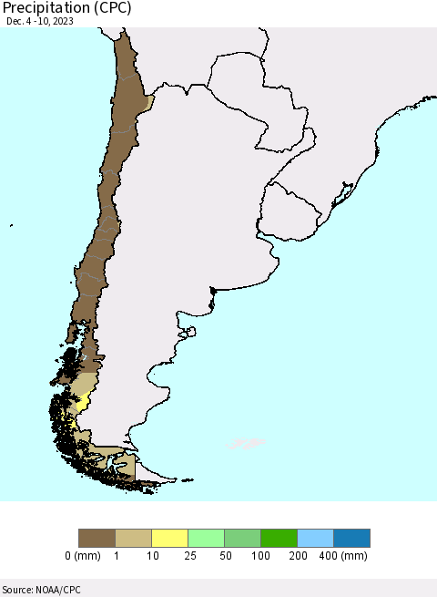 Chile Precipitation (CPC) Thematic Map For 12/4/2023 - 12/10/2023