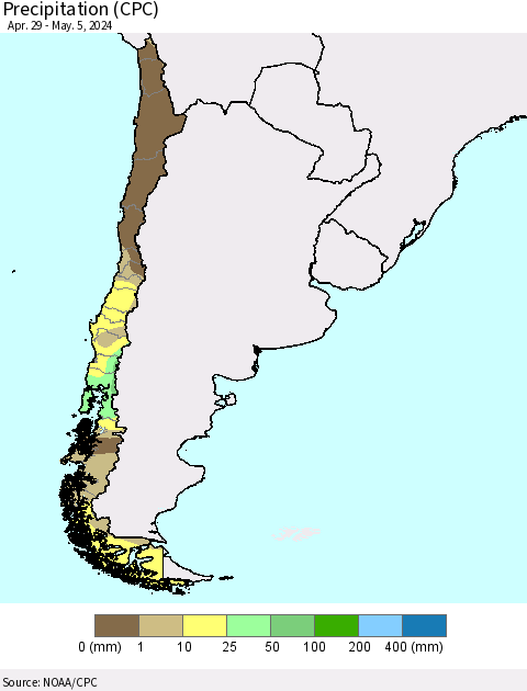 Chile Precipitation (CPC) Thematic Map For 4/29/2024 - 5/5/2024