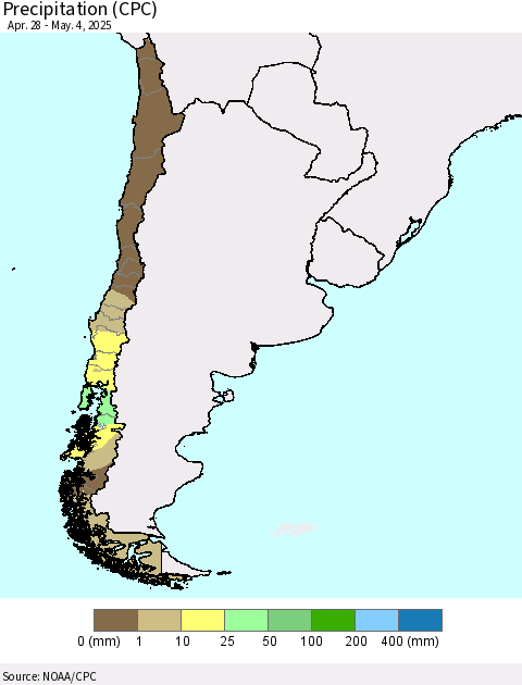 Chile Precipitation (CPC) Thematic Map For 4/28/2025 - 5/4/2025