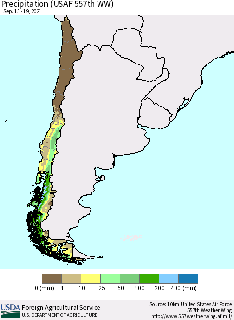 Chile Precipitation (USAF 557th WW) Thematic Map For 9/13/2021 - 9/19/2021