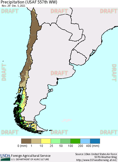 Chile Precipitation (USAF 557th WW) Thematic Map For 11/29/2021 - 12/5/2021