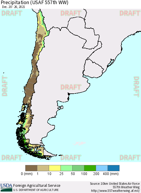 Chile Precipitation (USAF 557th WW) Thematic Map For 12/20/2021 - 12/26/2021