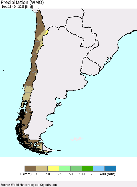 Chile Precipitation (WMO) Thematic Map For 12/18/2023 - 12/24/2023