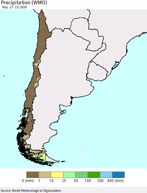 Chile Precipitation (WMO) Thematic Map For 5/13/2024 - 5/19/2024