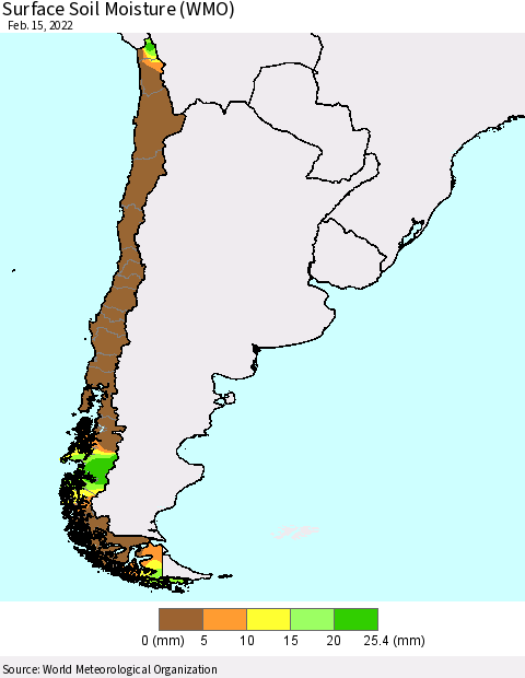 Chile Surface Soil Moisture (WMO) Thematic Map For 2/11/2022 - 2/15/2022
