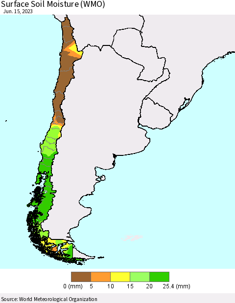 Chile Surface Soil Moisture (WMO) Thematic Map For 6/11/2023 - 6/15/2023