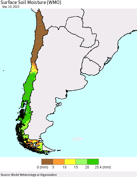 Chile Surface Soil Moisture (WMO) Thematic Map For 9/6/2023 - 9/10/2023
