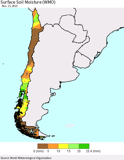 Chile Surface Soil Moisture (WMO) Thematic Map For 11/11/2023 - 11/15/2023
