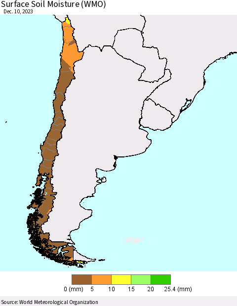 Chile Surface Soil Moisture (WMO) Thematic Map For 12/6/2023 - 12/10/2023