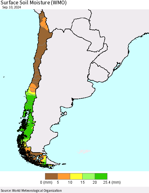 Chile Surface Soil Moisture (WMO) Thematic Map For 9/6/2024 - 9/10/2024