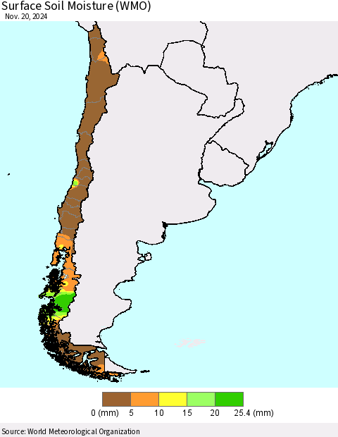 Chile Surface Soil Moisture (WMO) Thematic Map For 11/16/2024 - 11/20/2024
