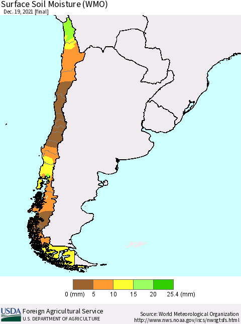 Chile Surface Soil Moisture (WMO) Thematic Map For 12/13/2021 - 12/19/2021