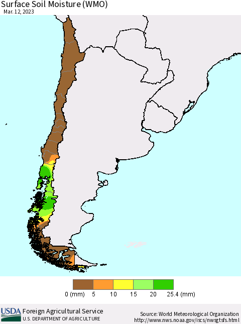 Chile Surface Soil Moisture (WMO) Thematic Map For 3/6/2023 - 3/12/2023