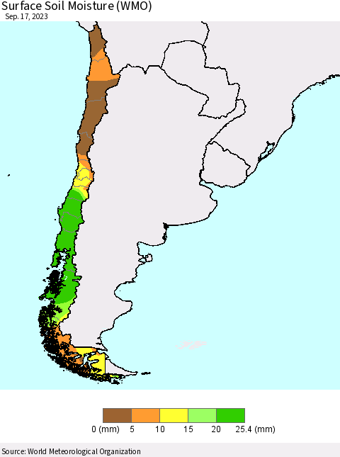 Chile Surface Soil Moisture (WMO) Thematic Map For 9/11/2023 - 9/17/2023