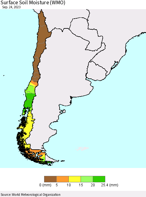 Chile Surface Soil Moisture (WMO) Thematic Map For 9/18/2023 - 9/24/2023