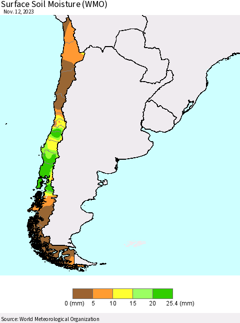Chile Surface Soil Moisture (WMO) Thematic Map For 11/6/2023 - 11/12/2023