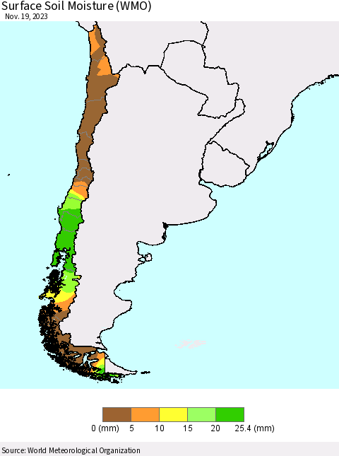 Chile Surface Soil Moisture (WMO) Thematic Map For 11/13/2023 - 11/19/2023