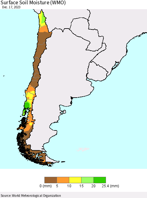 Chile Surface Soil Moisture (WMO) Thematic Map For 12/11/2023 - 12/17/2023