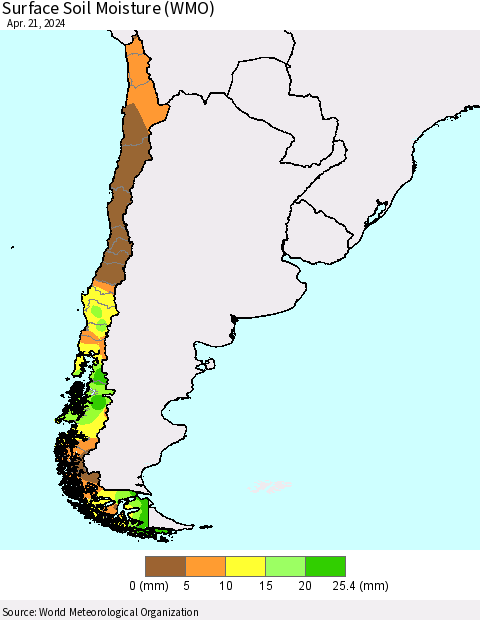 Chile Surface Soil Moisture (WMO) Thematic Map For 4/15/2024 - 4/21/2024