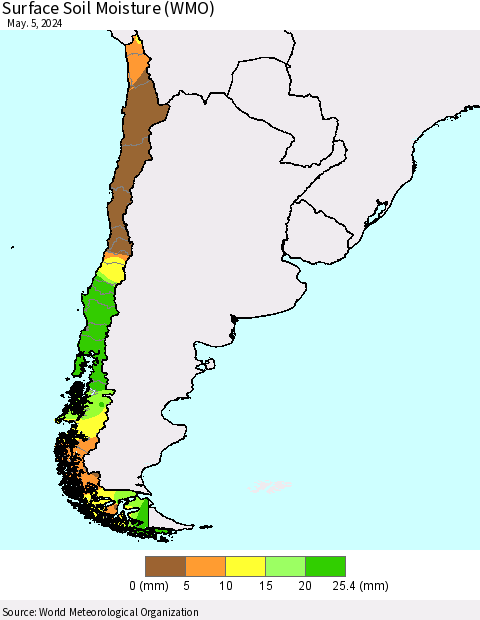 Chile Surface Soil Moisture (WMO) Thematic Map For 4/29/2024 - 5/5/2024