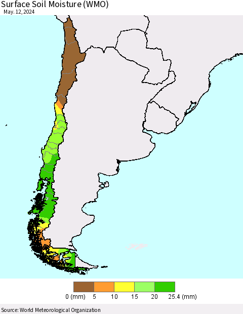 Chile Surface Soil Moisture (WMO) Thematic Map For 5/6/2024 - 5/12/2024
