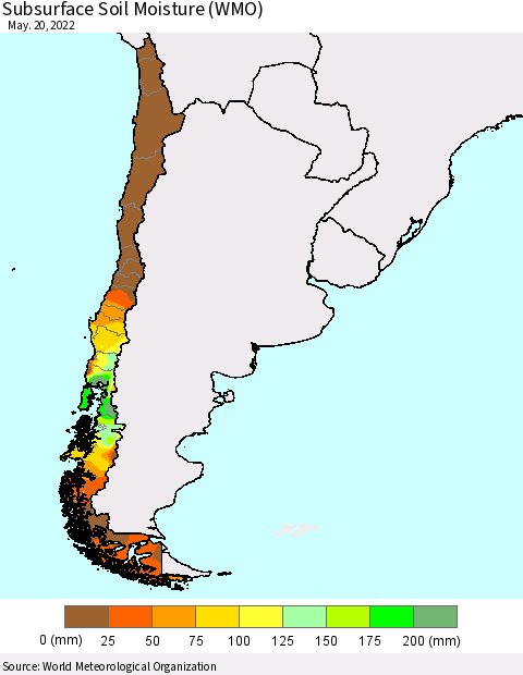 Chile Subsurface Soil Moisture (WMO) Thematic Map For 5/16/2022 - 5/20/2022