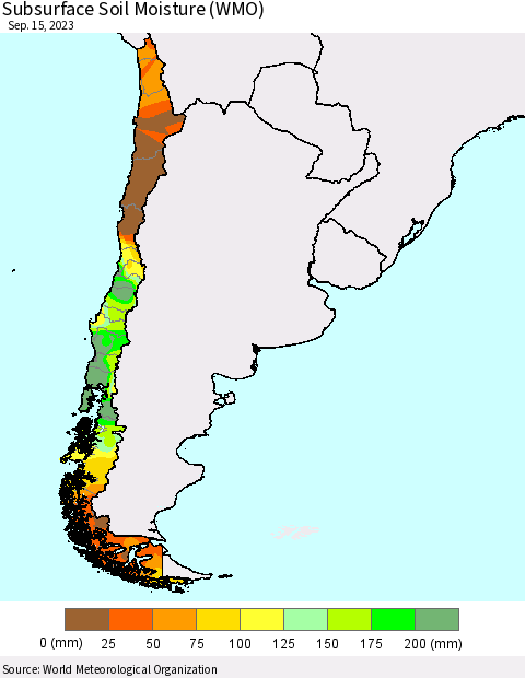 Chile Subsurface Soil Moisture (WMO) Thematic Map For 9/11/2023 - 9/15/2023