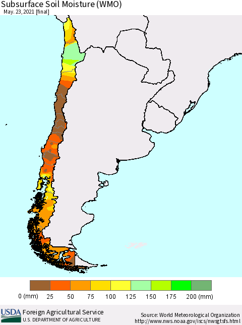 Chile Subsurface Soil Moisture (WMO) Thematic Map For 5/17/2021 - 5/23/2021