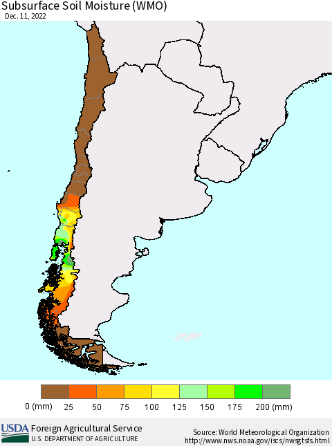 Chile Subsurface Soil Moisture (WMO) Thematic Map For 12/5/2022 - 12/11/2022