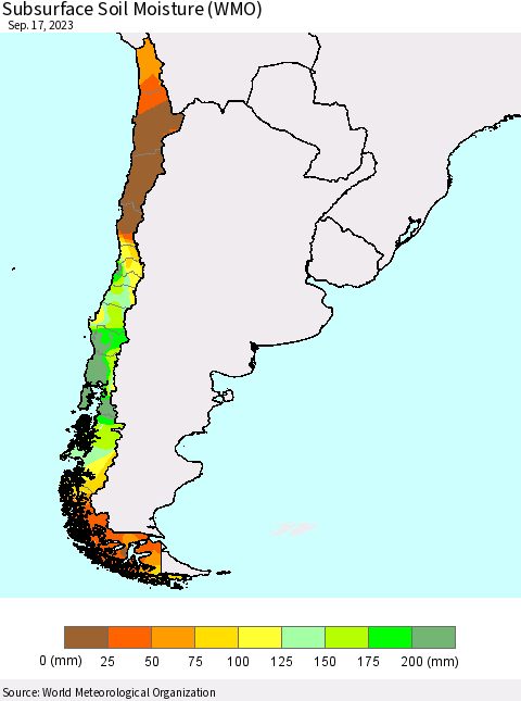 Chile Subsurface Soil Moisture (WMO) Thematic Map For 9/11/2023 - 9/17/2023