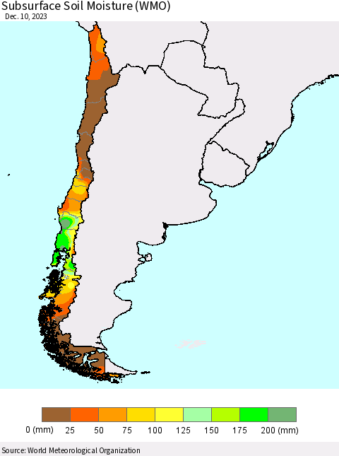 Chile Subsurface Soil Moisture (WMO) Thematic Map For 12/4/2023 - 12/10/2023