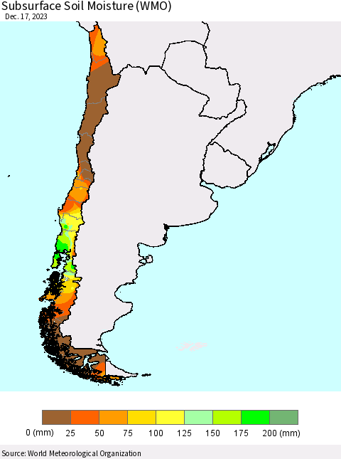 Chile Subsurface Soil Moisture (WMO) Thematic Map For 12/11/2023 - 12/17/2023