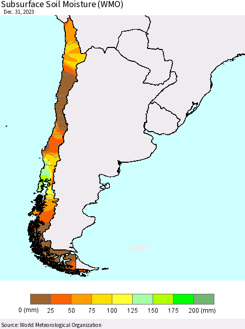 Chile Subsurface Soil Moisture (WMO) Thematic Map For 12/25/2023 - 12/31/2023