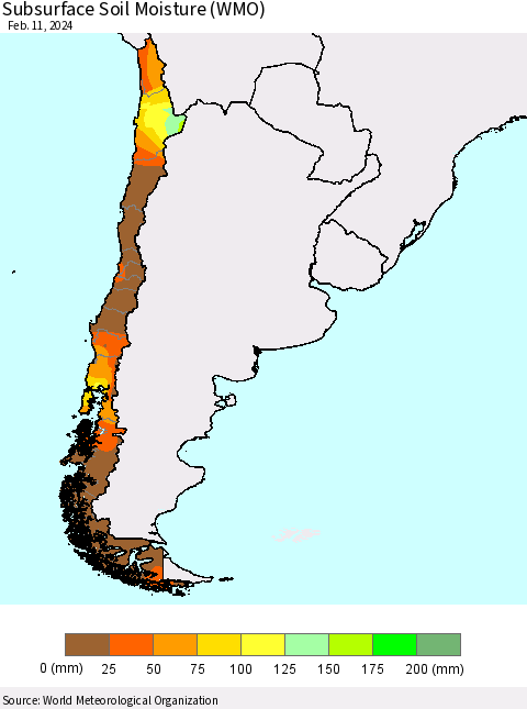 Chile Subsurface Soil Moisture (WMO) Thematic Map For 2/5/2024 - 2/11/2024