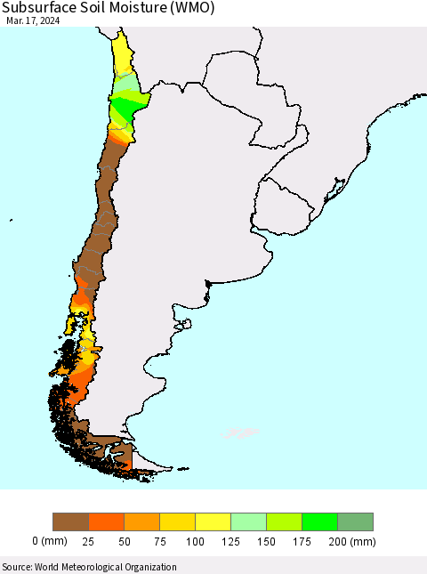 Chile Subsurface Soil Moisture (WMO) Thematic Map For 3/11/2024 - 3/17/2024