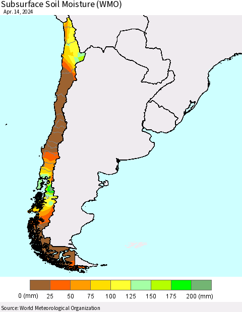 Chile Subsurface Soil Moisture (WMO) Thematic Map For 4/8/2024 - 4/14/2024