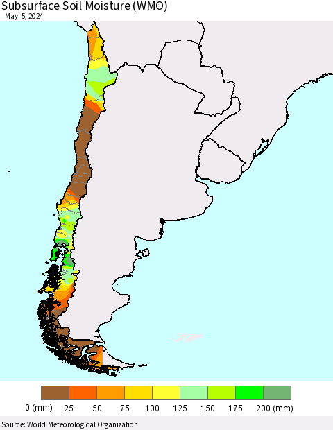 Chile Subsurface Soil Moisture (WMO) Thematic Map For 4/29/2024 - 5/5/2024
