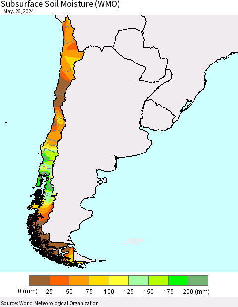 Chile Subsurface Soil Moisture (WMO) Thematic Map For 5/20/2024 - 5/26/2024