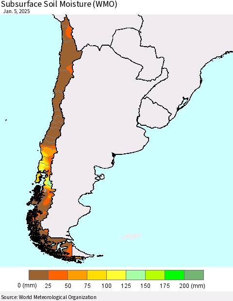 Chile Subsurface Soil Moisture (WMO) Thematic Map For 12/30/2024 - 1/5/2025