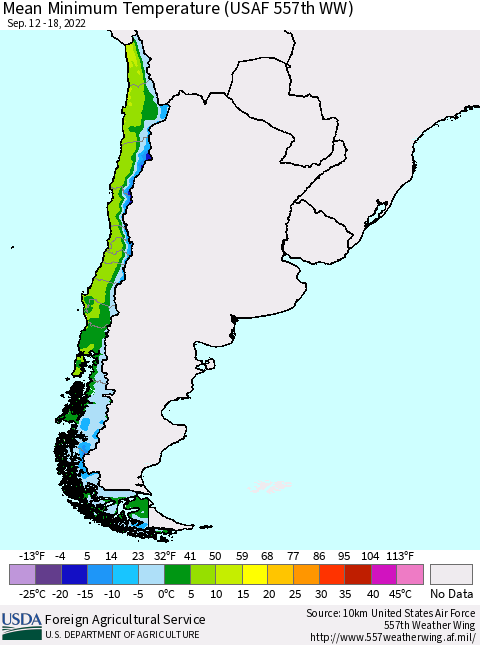 Chile Mean Minimum Temperature (USAF 557th WW) Thematic Map For 9/12/2022 - 9/18/2022